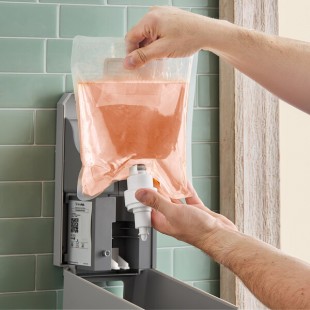 Lavex 33.8 fl. oz. (1,000 mL) Foaming Antibacterial Clean Scent Hand Soap Refill for VersaHub Soap / Sanitizer Dispenser - 6/Case
