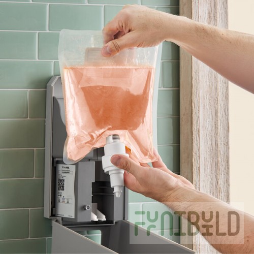 Lavex 33.8 fl. oz. (1,000 mL) Foaming Antibacterial Clean Scent Hand Soap Refill for VersaHub Soap / Sanitizer Dispenser - 6/Case