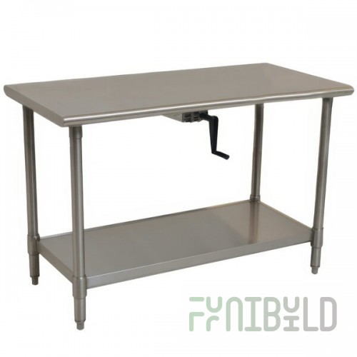 Eagle Group T2472SEB-BS-HA 16 Gauge Type 304 Stainless Steel Adjustable Height ADA / Ergonomic Work Table with Backsplash and Undershelf - 24