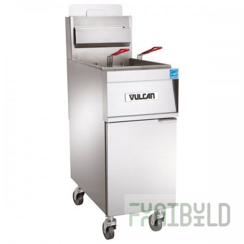 Vulcan 1TR85AF-1 PowerFry3 Natural Gas 85-90 lb. Floor Fryer with Solid State Analog Controls and KleenScreen Filtration System - 90,000 BTU