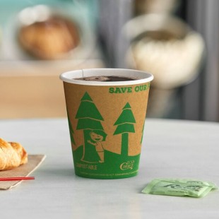 EcoChoice 10 oz. Kraft Tree Print Compostable Paper Hot Cup - 1,000/Case