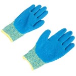 Cordova iON A4 Aqua HPPE / Glass Fiber Cut Resistant Food-Safe Gloves with Blue Crinkle Latex Palm Coating - Large