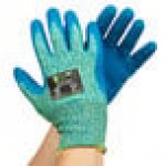 Cordova iON A4 Aqua HPPE / Glass Fiber Cut Resistant Food-Safe Gloves with Blue Crinkle Latex Palm Coating - Large