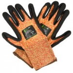 Cordova iON A4 Aqua HPPE / Glass Fiber Cut Resistant Food-Safe Gloves with Blue Crinkle Latex Palm Coating - Large