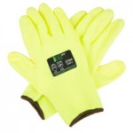 Cordova iON A4 Aqua HPPE / Glass Fiber Cut Resistant Food-Safe Gloves with Blue Crinkle Latex Palm Coating - Large