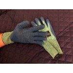 Cordova iON A4 Aqua HPPE / Glass Fiber Cut Resistant Food-Safe Gloves with Blue Crinkle Latex Palm Coating - Large