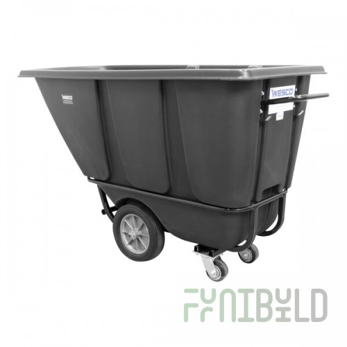 Wesco Industrial Products 272579 0.5 Cu. Yd. Black Polyethylene Heavy-Duty Tilt Truck