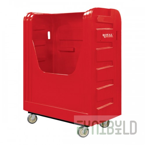 Royal Basket Trucks 48 Cu. Ft. Red Bulk Poly Truck with Steel Base and 4 Swivel Casters R48-RDX-BFA-6UNN