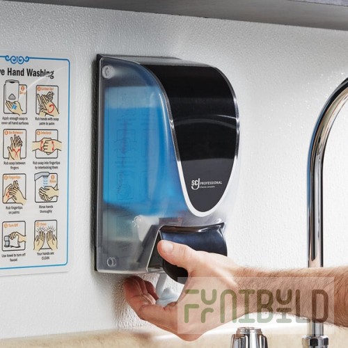 SC Johnson Professional® QuickView TPB1LDS 1 Liter Transparent Black and Chrome Soap Manual Dispenser
