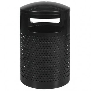 Ex-Cell Kaiser WR-2441 T BLK Landscape Series 40 Gallon Round Black Gloss Large Capacity Trash Can with Dome Top