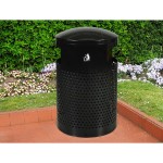 Ex-Cell Kaiser WR-2441 T BLK Landscape Series 40 Gallon Round Black Gloss Large Capacity Trash Can with Dome Top