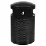 Ex-Cell Kaiser WR-2441 T BLK Landscape Series 40 Gallon Round Black Gloss Large Capacity Trash Can with Dome Top