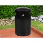 Ex-Cell Kaiser WR-2441 T BLK Landscape Series 40 Gallon Round Black Gloss Large Capacity Trash Can with Dome Top