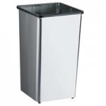 Bobrick B-2250 Floor Standing 13 Gallon Square Trash Can with Swing Lid