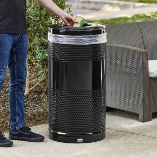 Rubbermaid® FGS3ETBKPL Classics Black Round Steel Drop Top Trash Can with Levelers and Rigid Plastic Liner 25 Gallon Rubbermaid® FGS3ETBKPL Classics Black Round Steel Drop Top Trash Can with Levelers and Rigid Plastic Liner 25 Gallon