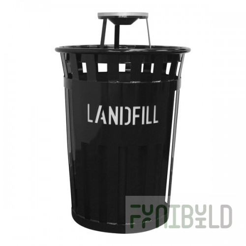Witt Industries Oakley Eco M3601LF-AT-BK 36 Gallon Black Outdoor Landfill Receptacle with Ash Top Lid