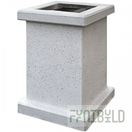Wausau Tile SL103 22 Gallon Concrete Square Trash Can with Aluminum Funnel Lid