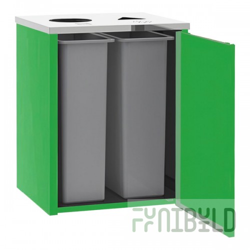 Lakeside 3412G Stainless Steel Rectangular Refuse / Recycling Station with Top Access and Green Laminate Finish - 26 1/2