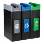 Commercial Zone Avante 60 Gallon Blue / Gray Polyethylene Rectangular Indoor / Outdoor Narrow Two-Stream Trash Can / Recycling Bin Commercial Zone Avante 60 Gallon Blue / Gray Polyethylene Rectangular Indoor / Outdoor Narrow Two-Stream Trash Can / Recycling Bin