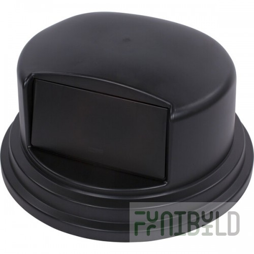 Carlisle 34105703 Bronco 44 - 55 Gallon Black Round Dome Top Trash Can Lid with Hinged Door