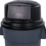 Carlisle 34105703 Bronco 44 - 55 Gallon Black Round Dome Top Trash Can Lid with Hinged Door Carlisle 34105703 Bronco 44 - 55 Gallon Black Round Dome Top Trash Can Lid with Hinged Door