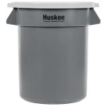 Continental Huskee 20 Gallon Gray Round Trash Can with Gray Lid Continental Huskee 20 Gallon Gray Round Trash Can with Gray Lid