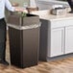 Lavex 50 Gallon Brown Square Trash Can with Drop Shot Lid