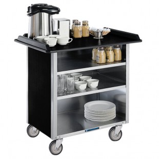 Lakeside 678B Black Vinyl 4 Shelf Stainless Steel Beverage Service Cart - 24 Lakeside 678B Black Vinyl 4 Shelf Stainless Steel Beverage Service Cart - 24