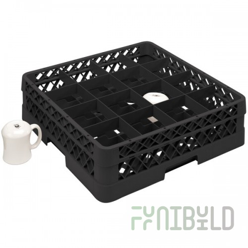Vollrath TR4DDDD Traex® Full-Size Black 16-Compartment 9 7/16