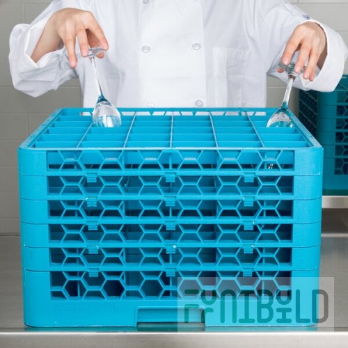 Carlisle RG36-514 OptiClean 36 Compartment Blue Glass Rack with 5 Extenders