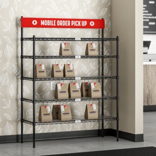 Regency NSF Black Epoxy Take-Out Shelving Station with 5 Shelves and PVC Shelf Mat Overlay - 18