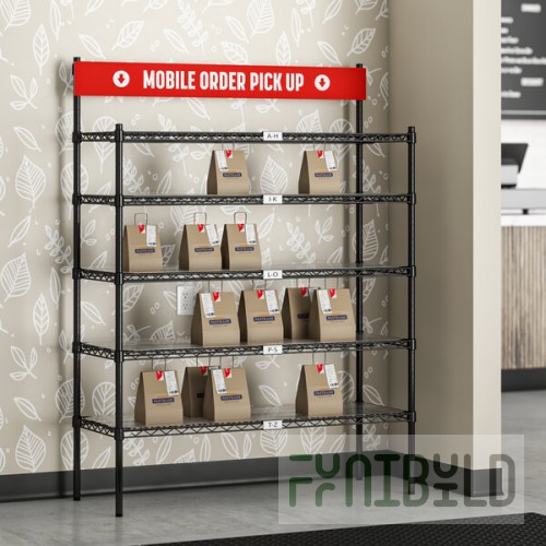 Regency NSF Black Epoxy Take-Out Shelving Station with 5 Shelves and PVC Shelf Mat Overlay - 18