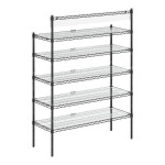Regency NSF Black Epoxy Take-Out Shelving Station with 5 Shelves and PVC Shelf Mat Overlay - 18