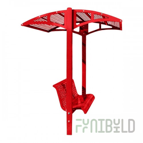Paris Site Furnishings Shade Series 6' Carmine Red Surface Mounted Park Bench with Canopy and Basket Weave Perforations 85 1/2