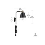 Globe Mid-Century Modern Matte Black / Antique Brass Plug-In or Hardwire Wall Sconce - 120V, 60W Globe Mid-Century Modern Matte Black / Antique Brass Plug-In or Hardwire Wall Sconce - 120V, 60W