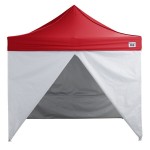 Backyard Pro Courtyard Series 10' x 10' Red Straight Leg Aluminum Instant Pop Up Canopy Tent Deluxe Kit with 4 Side Walls