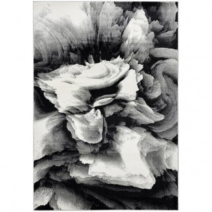 Abani Arto Collection 2' x 3' Black / Cream Contemporary Liquid Marble Area Rug