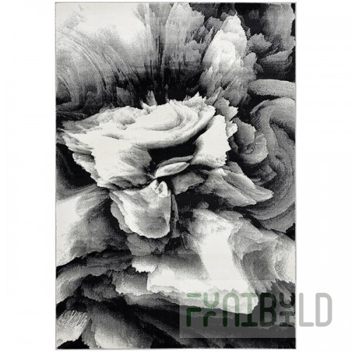 Abani Arto Collection 2' x 3' Black / Cream Contemporary Liquid Marble Area Rug