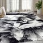 Abani Arto Collection 2' x 3' Black / Cream Contemporary Liquid Marble Area Rug Abani Arto Collection 2' x 3' Black / Cream Contemporary Liquid Marble Area Rug