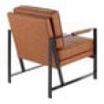 LumiSource Franklin Camel Faux Leather Accent Chair with Black Steel Frame and Armrests