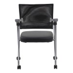 Boss Black CaressoftPlus Vinyl / Mesh Mid-Back Training Chair with Pewter Steel Frame - 2/Set