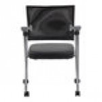 Boss Black CaressoftPlus Vinyl / Mesh Mid-Back Training Chair with Pewter Steel Frame - 2/Set