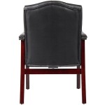 Boss B959-BK Ivy League Black Caressoft Executive Guest Chair with Mahogany Finish Boss B959-BK Ivy League Black Caressoft Executive Guest Chair with Mahogany Finish