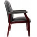 Boss B959-BK Ivy League Black Caressoft Executive Guest Chair with Mahogany Finish Boss B959-BK Ivy League Black Caressoft Executive Guest Chair with Mahogany Finish