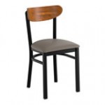 Lancaster Table & Seating Boomerang Black Finish Chair with Blue Vinyl Seat and Vintage Wood Back - Unassembled Lancaster Table & Seating Boomerang Black Finish Chair with Blue Vinyl Seat and Vintage Wood Back - Unassembled