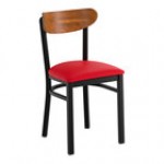 Lancaster Table & Seating Boomerang Black Finish Chair with Blue Vinyl Seat and Vintage Wood Back - Unassembled Lancaster Table & Seating Boomerang Black Finish Chair with Blue Vinyl Seat and Vintage Wood Back - Unassembled
