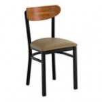Lancaster Table & Seating Boomerang Black Finish Chair with Blue Vinyl Seat and Vintage Wood Back - Unassembled Lancaster Table & Seating Boomerang Black Finish Chair with Blue Vinyl Seat and Vintage Wood Back - Unassembled