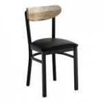 Lancaster Table & Seating Boomerang Black Finish Chair with Blue Vinyl Seat and Vintage Wood Back - Unassembled Lancaster Table & Seating Boomerang Black Finish Chair with Blue Vinyl Seat and Vintage Wood Back - Unassembled