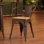 Lancaster Table & Seating Alloy Copper Indoor Arm Chair with Natural Wood Seat