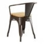 Lancaster Table & Seating Alloy Copper Indoor Arm Chair with Natural Wood Seat
